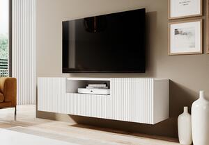 Závesný TV stolík Nicole 150 cm s otvorenou policou - biely mat