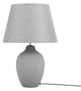 Stolná lampa sivá keramická 52 cm látková tieniacej váza v tvare kábla s vypínačom v retro štýle