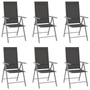 Skladacie záhradné stoličky 6 ks textilénové čierne