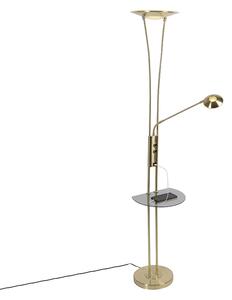 Stojací lampa zlatá s čítacím ramenom vrátane LED a USB portu - Sevilla
