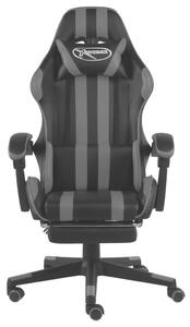 Herná stolička s opierkou na nohy čierna a sivá umelá koža