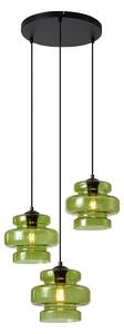 Retro závesná lampa čierna so zeleným sklom 3-svetlá - Denise