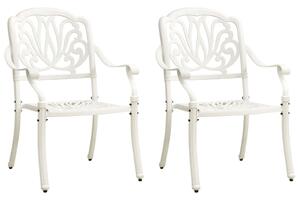 Záhradné stoličky 2 ks odlievaný hliník biele