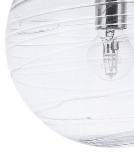 Priehľadná sklenená závesná lampa so sférickým tienením. moderný vzhľad