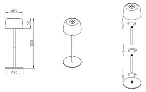 Zuma Line ETLED-658-BK - LED Stm. nabíj. lampa POCO LED/2W/1200 mAh IP44 čierna