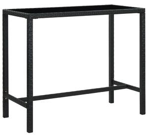 Záhradný barový stôl čierny 130x60x110 cm polyratan a sklo