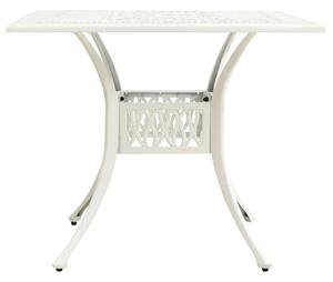 Záhradný stôl biely 90x90x73 cm liaty hliník