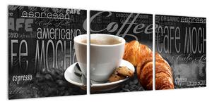 Káva s croissantom - obraz (Obraz 90x30cm)