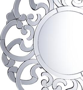 Nástenné zrkadlo dekorácia ø 70 cm strieborné glamour
