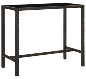 Záhradný barový stôl hnedý 130x60x110 cm polyratan a sklo