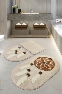 Svetlohnedé kúpeľňové predložky v súprave 3 ks 100x60 cm Ruya – Foutastic