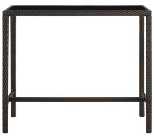 Záhradný barový stôl hnedý 130x60x110 cm polyratan a sklo
