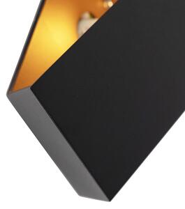 Dizajnová nástenná lampa čierna so zlatom - Fold