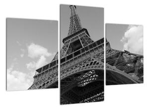Čiernobiely obraz Eiffelovej veže (Obraz 90x60cm)