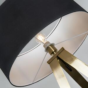 Moderná mosadzná stojaca lampa s čiernym tienidlom - Ilse