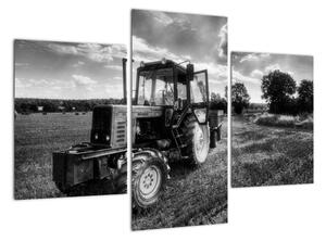 Čiernobiely obraz traktora (Obraz 90x60cm)
