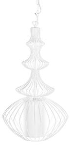 Závesná lampa biela kovové tienidlo v tvare klietky industriálny glamour dizajn