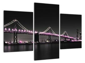 Nočný osvetlený most - obraz (Obraz 90x60cm)