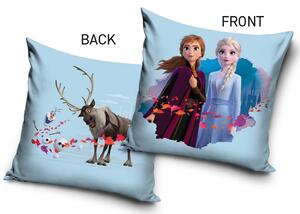 Carbotex Obliečka na vankúšik 40x40 cm - Ľadové kráľovstvo Anna, Elsa, Sven a Olaf