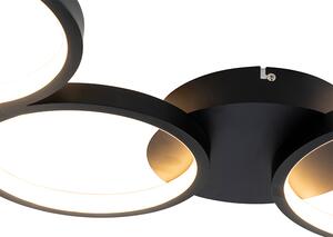 Stropná lampa čierna vrátane LED 3-stupňového stmievateľného 3-svetla - Pande
