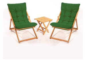 Záhradná lounge súprava z bukového dreva v zeleno-prírodnej farbe pre 2 – Floriane Garden