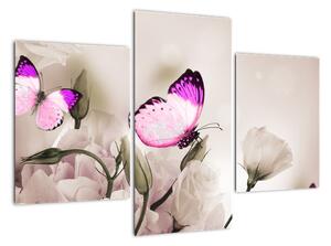 Motýľ na kvetine - obraz (Obraz 90x60cm)