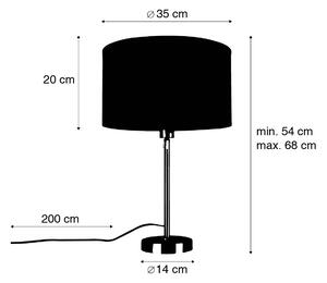 Stolná lampa čierna nastaviteľná s tienidlom svetlošedá 35 cm - Parte