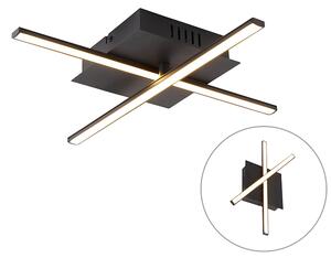 Moderné stropné svietidlo čierne vrátane 3-stupňového stmievania LED - Cruz