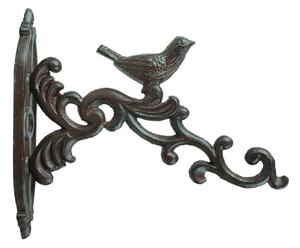 Liatinový držiak na kvetináč Bird, 5x21,5 cm, hnedá