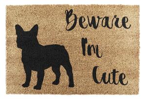 Rohožka z kokosového vlákna 40x60 cm Beware I'm Cute French Bulldog – Artsy Doormats