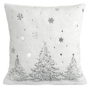 Dekorstudio Vianočná obliečka na vankúš so stromčekmi a vločkami 45x45cm - biela