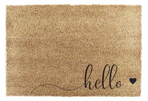 Čierna rohožka z prírodného kokosového vlákna Artsy Doormats Hello Scribble, 40 x 60 cm