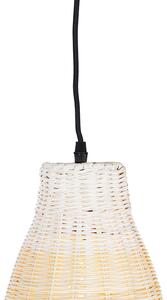 Vidiecka závesná lampa biela s drevom 20 cm - Burn Rattan