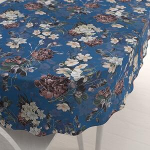 Biante Teflónový oválny obrus TF-061 Kvety na modrom 50x100 cm