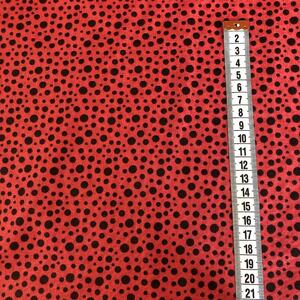 1,3m Čierne bodky na červenej detská bavlnená látka