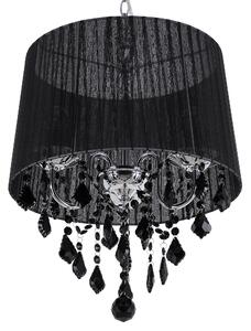 Závesná lampa strieborná čierne tienidlo elegantný krištáľový luster s 3 žiarovkami