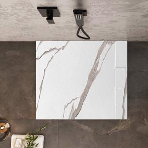 Rea Bazalt Carrara, SMC sprchová vanička 90x90, biela-kamenný vzor, REA-K7002