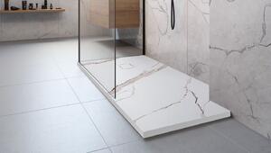 Rea Magnum Carrara, SMC sprchová vanička 80x100, biela-kamenný vzor, REA-K7004