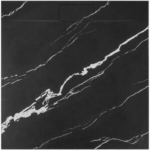 Rea Bazalt Carrara, SMC sprchová vanička 90x90, čierna-kamenný vzor, REA-K7003