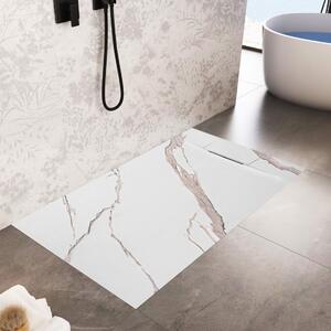 Rea Bazalt Carrara, SMC sprchová vanička 80x100, biela-kamenný vzor, REA-K7000