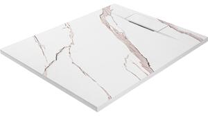 Rea Bazalt Carrara, SMC sprchová vanička 80x100, biela-kamenný vzor, REA-K7000