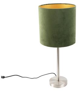 Stolová lampa oceľ so zeleným tienidlom 25 cm - Simplo