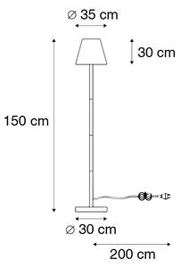 Vonkajšia stojaca lampa čierna s bielym tienidlom 35 cm IP65 - Virginia