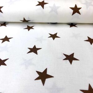 Hnedé hviezdy 25mm na smotanovej vzorom bavlna