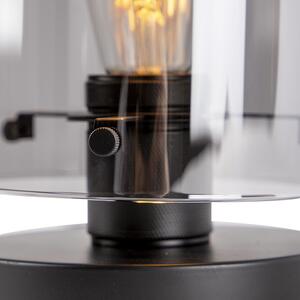 Dizajnová stolná lampa čierna s dymovým sklom - Dome