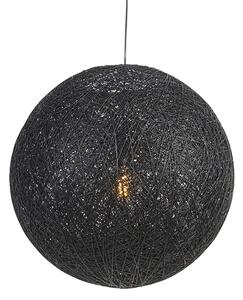 Vidiecka závesná lampa čierna 60 cm - Corda