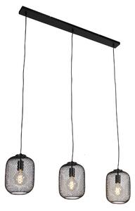 Priemyselná závesná lampa čierna 110 cm 3-svetlá - Bliss Mesh