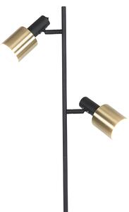 Dizajnová stojaca lampa čierna so zlatým 2-svetlom - Stijn