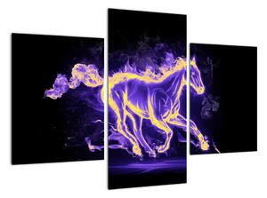 Abstraktný obraz horiaceho kone (Obraz 90x60cm)