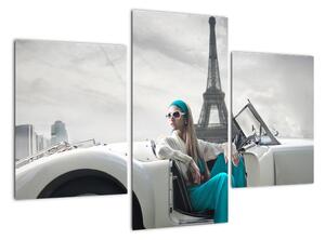 Obraz ženy u Eiffelovej veže (Obraz 90x60cm)